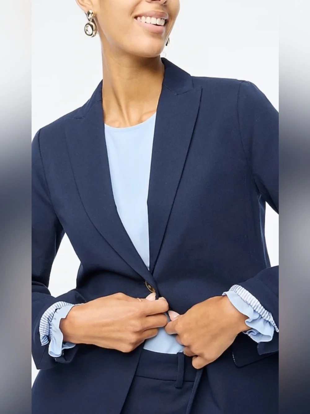 NWT! J. Crew Cotton Blend Two Button Blazer Navy Blue 18 Office Career Modest
